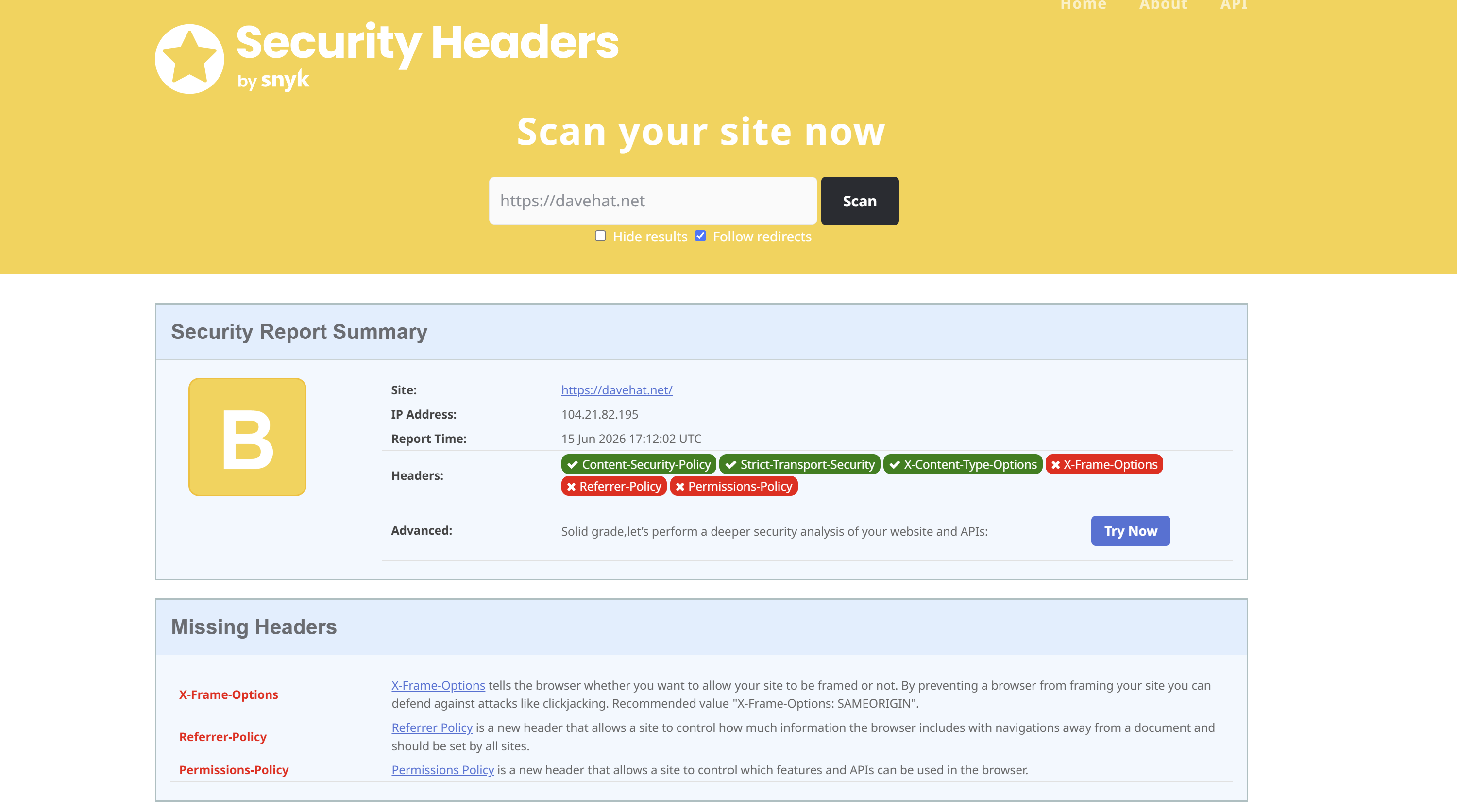 HTTP Security Headers Analysis